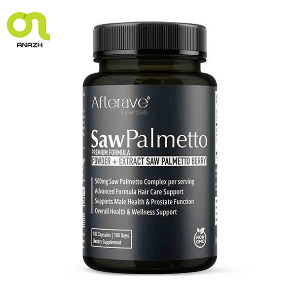 تقویت مو سائوپالمتو افترایو Afterave Essential Saw Palmetto Supplement مناسب ریزش مو هورمونی و ژنتیکی 100 عددی-اناژ